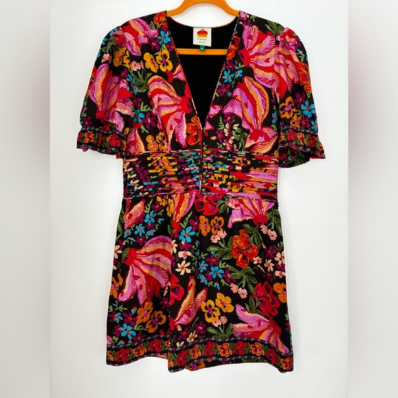 Farm Rio Black Spring Bananas Print Mini Dress - Picture 5 of 11